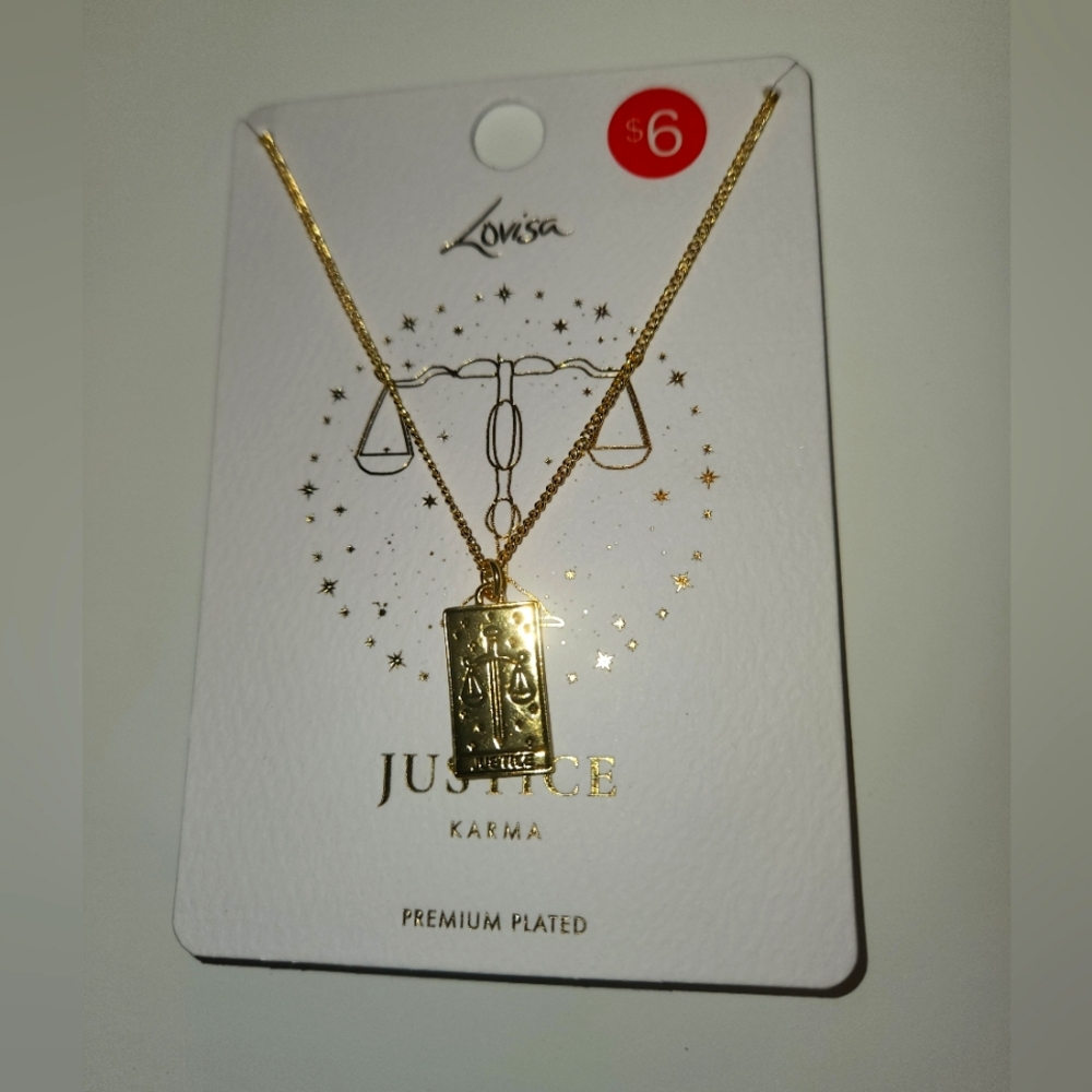 Lovisa Gold Justice Tarot Card Necklace